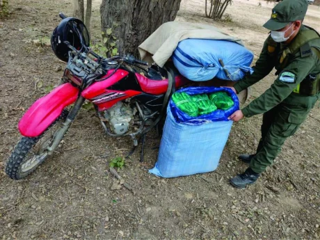 En Rivadavia, en dos motos portaban 120 kilos de hojas de coca.