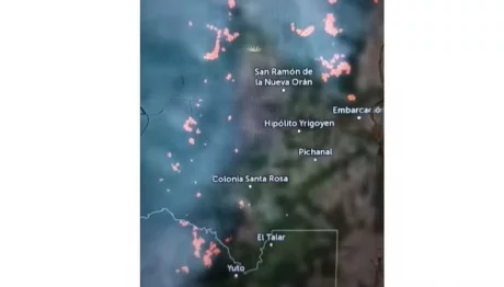Mapa de los incendios activos en el norte.
