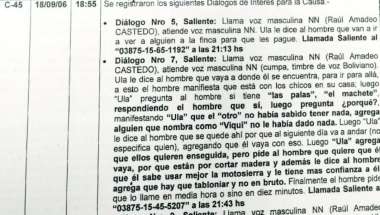 Parte de la transcripción de las escuchas. (Foto NDS)