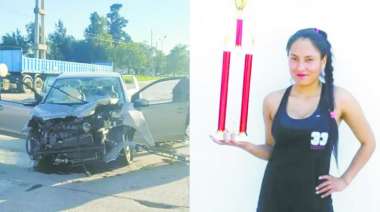 El auto de la tragedia y la oficial fallecida. (Foto archivo)