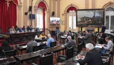 Senadores, en el recinto legislativo.