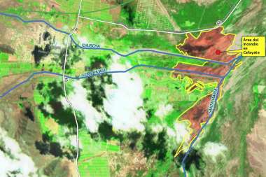 Imagen del Sentinel-2, en su paso por Cafayate el 1 de noviembre a las 11.40.. Imagen: Gentileza CONAE